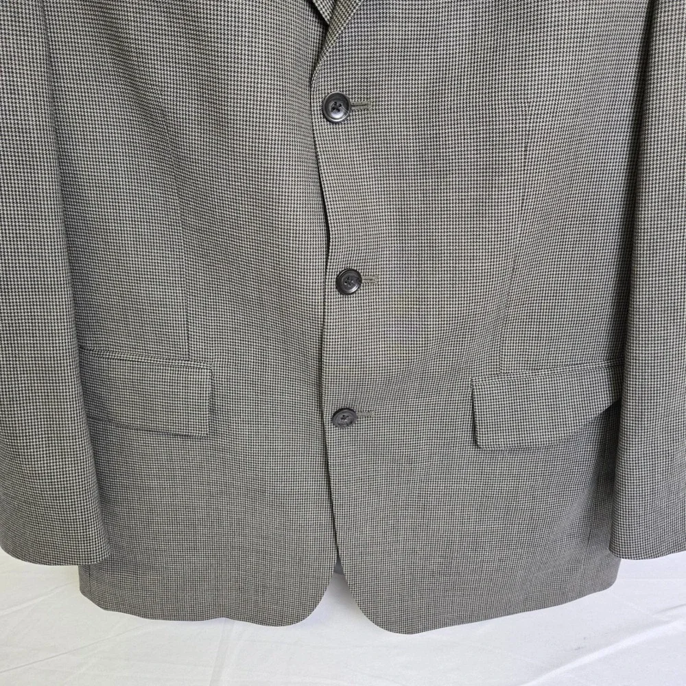 Oscar De La Renta Single Breasted Houndstooth‎ Blazer Professional Gray 45R